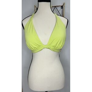 Victoria's Secret NEW Neon Yellow Wireless Plunge Halter Bikini Size XL‎
